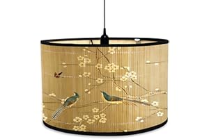 ZHENZHENLO Paralume Lampada,Paralume abat jour E27 in bambù,Grande Paralumi per Lampada da Terra Tavolo, Sospensione, Piantana(uccelli)