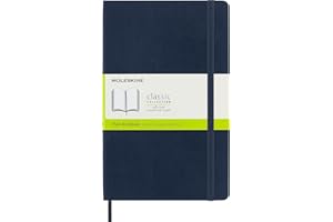 Moleskine - Carnet de Notes Classique Pages Blanches - Journal Couverture Souple et Fermeture par Elastique - Couleur Bleu Saphir - Taille Grand Format 13 x 21 cm - 240 Pages