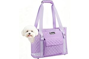 Pawaboo Dog Purse Carrier for Small Dogs with Pocket, Lightweight Dogs and Puppies Tote Bag Carrier, Dog Carriers Soft Sided for Puppy Cat Rabbit, Shopping Travel Puppy Carriers Under 11 LBS, Purple