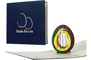 ‎DIESE-KLAPPKARTEN Kartka wielkanocna z wesołym, kolorowym jajkiem wielkanocnym 3D, kartka pop-up na Wielkanoc z kopertą jako kartka z życzeniami, bon lub opakowanie na prezent pieniężny, C13