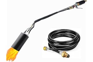 WOKYO Propane Torch Weed Burner, High Output 800,000 BTU Heavy Duty Weed Torch Double Valve with Push Button Igniter Flame Thrower and Long Hose