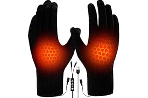 Auniq Gants Chauffants USB pour Hommes Femmes, Gants Chauffants électriques Double Face Gants Chauffants Thermiques 3 température Chauffe Mains à Tricoter Moufles chauffantes pour Intérieur Extérieur
