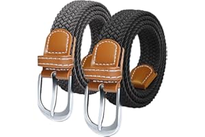 SWAUSWAUK Women's Belts x 2 pcs - Elastic Belt Women, Ladies Belts for Jeans & Pants, Slender Canvas Belt, One Size & 2.5 cm Wide