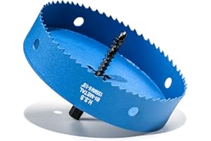 HOME COMPOSER 155mm Hole Saw Blue, 30mm Bi-Metal Cutting Depth HSS M42 Vent Hole Cutter for Boards Soft Metal Sheet Drywall Plastic Wood