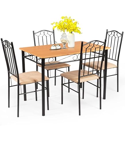 Ensemble Table à Manger Carrée 70x70 Cm + 4 Chaises - Design Moderne En MDF Et Acier - Noir Effet Chêne - Montage Facile - Pour Petits Espaces - 8