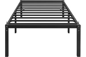 Yaheetech Rama łóżka 41 cm, metalowa rama łóżka z metalu, nowoczesne łóżko młodzieżowe ze stelażem, łóżko podwójne, czarne, 90 x 200 cm