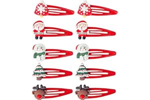 BIPL 10 Stück Weihnachts Haarschmuck Haarspangen,Schneemann Rentier Weihnachts Deko Haarklammern,Weihnachts Geschenke Haarspangen,Kinder Mädchen für Weihnachts Party Weihnachtsschmuck Haarnadeln Haarreif