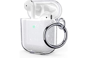 ULAK Cover per AirPods Trasparente Glitter, Progettata Custodia Morbida TPU Antiurto Accessori Portachiavi Compatibile con Apple AirPod 2 1 generazione di ricarica [Led frontale visibile], Glitterata