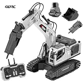 Uzaktan Kumandalı Beyaz Metal Ekskavat&ouml;r 1:18 RC İş Makinesi, Duman Efektli, 3 Değiştirilebilir Başlıklı Ataşmanlı (Kova, Kep