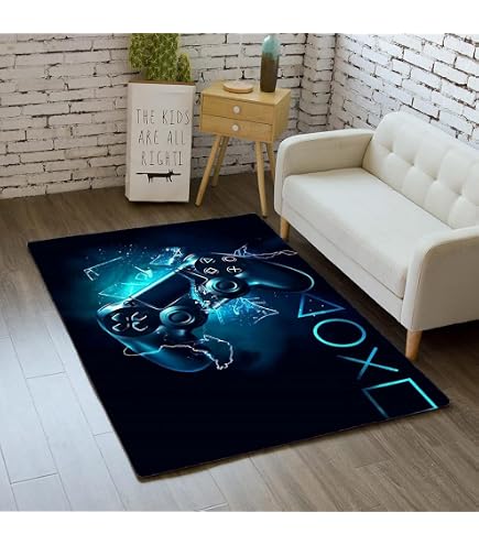 Motif Bois Flanelle PEIHUODAN Tapis Chambre Ado Garçons Filles, Style Gaming Moderne, Tapis Tapis Licorne Chambre Fille