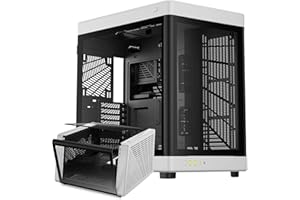 GAMDIAS PC Gamer Boitier, Boîtiers Gaming EATX Grand Tour Vide, 2 Positions, Double Chambre, Porte en Verre Trempé à Ouverture Tactile, Airflow, Blanc