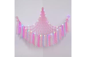 Ellaseek Hamac de rangement pour jouets en peluche pour animaux en peluche, filet à suspendre, organiseur en macramé doux pour chambre de fille, accessoires de chambre d'enfant, décoration de chambre