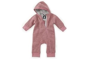 Ehrenkind® Fleeceoverall aus 100% Bio-Merinowolle, Atmungsaktiv & temperaturausgleichend, Wollfleece, Baby Overall mit Kapuze
