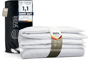 ‎BEFA NATUR BEFA NATUR Made in Germany Daunendecke 135x200 cm aus 60% Daunen und 40% Federn, für alle Jahreszeiten, Allergiker geeignet (Nomite), Öko-Tex 100 Klasse 1 Zertifiziert, EN Standart 12934, Downpass