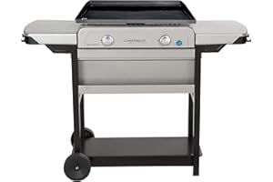 Campingaz Gaz Othello 2 EX, 2 Brûleurs en Acier, Plancha sur Chariot, Puissance 6kW avec la Technologie Blue Flame, Gris