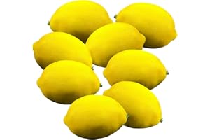Copbopwn 8 Pieces Artificial Lemons Realistic Decorative Kitchen Home Yellow Lemons Fake Fruit Decoration Fake Fruit Lifelike Simulation Fake Fruit for Party Decoration (3.3X2.2in)