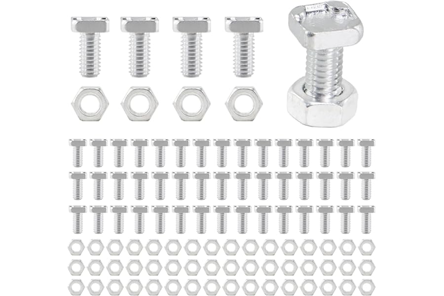 50 Sets Greenhouse Nuts and Bolts,Aluminium Greenhouse Hex Nuts and Square Head Bolts for Building Repairing Green house Necessary Accessories