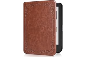 RSAQUAR Tenano Étui en Tissu pour Kobo Clara Colour/BW/2E, Tolino Shine Colour/Shine 5/4, Housse de Protection avec Fonction Veille/Réveil Automatique, Brown