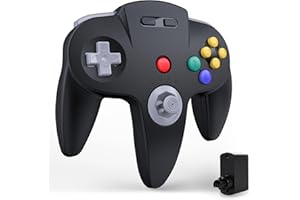 miadore 2,4 GHz Funk-Controller N64, N64 Empfänger, Wiederaufladbar, Plug & Play, mit Rumble-Funktion – Kompatibel mit N64 Konsole (schwarz)