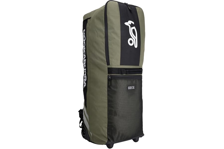 Kookaburra WD4000 Wheelie Duffle Bag – Cricket Kit Bag with Detachable Straps, Bat Sleeves, Heavy-Duty Wheels & Padded Airflow Straps - 900mm x 300mm x 300mm