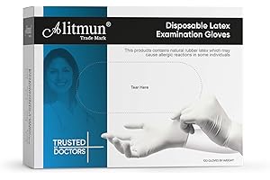 ALITMUN ProCare Latex Examination Hand Gloves, Pack of 100, Large Size, Medical Disposable Gloves Non-Sterile and Less Powder