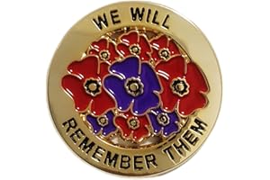 CTTK Red and Purple Flower Remembrance Badges and Pins Decorations Gifts Memorabilia