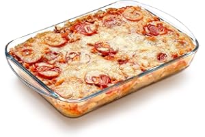 NUTRIUPS 1.8L Lasagne Dishes for Oven, 31x20x5.1cm Glass Baking Dish, Rectangular Oven Proof Dishes