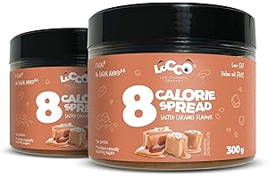 LOCCO LOW CALORIES COMPANY LOCCO 8 Calorie Diffusione Sapore Caramello Salato Solo 8 calorie per porzione Crema a basso contenuto di grassi Senza zucchero aggiunto Senza olio di palma Dieta cheto Vegetariana 2x300 g