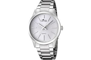 LOTUS Reloj Hombre Analógico de Acero Inoxidable 316l Plateado - Movimiento de Cuarzo - Cristal Mineral de Alta Resistencia - Resistente al Agua 5 ATM Clásico 15959/1 Minimalist