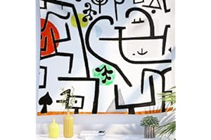 Berkin Arts Art Decor Tapestry with Abstract Design Wall Hanging Aesthetic Backdrop White Black Lines Blanket for College Dorm 51.2 x 59.1 Inch (Picture of A Journey by Paul Klee)