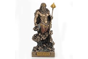 Veronese Design Poseidon - Statuetta in miniatura del dio del mare, nera (WU77443AP)