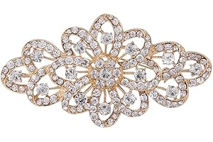 EVER FAITH® Cristal Autrichien 4 inch Filigrané Dentelle Noces Broche Pin Transparent - Ton Or