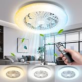 Aigostar Ventilatore da Soffitto con Luce e Telecomando, Φ49*14cm, Motore DC, Luminosità e Colore Regolabili, Timer, Adatto p