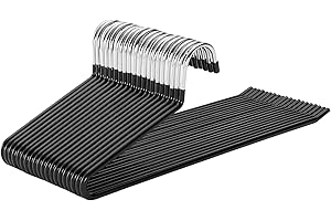 devesanter Trouser Hanger Set of 20 Open-Ended Metal Pants Hangers Durable Anti-Rust Chrome Non-Slip Coating Space Saving Easy Use Coat for Pants,Jeans, Slacks, Blanket (Black)