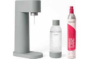‎MYSODA Mysoda - Woody Wasserreinigungsset - aus nachwachsendem Verbundholz mit CO2-Zylinder und Quick-Connect 1 Liter Kunststoffflasche - BPA-frei (Taubeon)