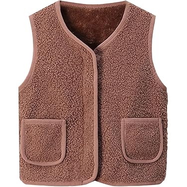 Gilet Polaire Bébé Sans Manches - Col V, Fermeture Zippée, Poche | Automne/Hiver, Garçon Fille | Molleton Sherpa Doux