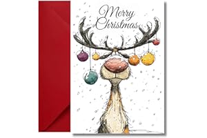 LimaLima Christmas Card Funny Rudolph Illustration Humorous Xmas Design for Friends Family Individual Large with Coloured Envelope