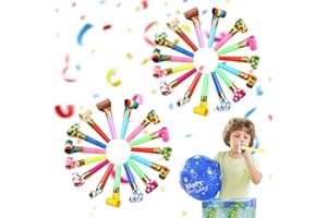 MAKOTO NOBU 30 Party Blowers，Blowers for Kids Birthday Party，Party Blow Roll with Colourful Whistles Blower，Ideal for Celebrations and Events