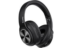 TuneFlux Wireless Bluetooth Headphones Over Ear, 80H Playtime, 3EQ Sound Modes, HiFi Stereo Headphones with Deep Bass Microphone, Foldable Bluetooth 5.3 Headsets-Black