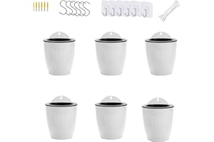ORIMERC 6 Pack Self Watering Plant Pots Wall Hanging Basket Over Fence Planters Vertical Garden Hang Plastic Container Indoor Outdoor for Plants Flowers Succulent Living Herbs Holder White Medium