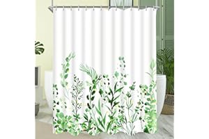 Lerores Tenda da doccia, 240x200 cm, motivo foglie di fiori, orlo appesantito, anti muffa, superficie impermeabile, extra larga, lavabile, per bagno, vasca da bagno con 15 anelli per tenda da doccia
