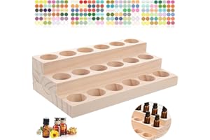 Honicemar 3-Lagen mit 18 Loch Hölzern für Ätherisches Öl Display Ständer, Aromatherapie Öle Organizer Ätherische Öle Gestell Halter Organisator, Geeignet für Zuhause/Spa/Schminktisch/Büro