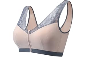 ANRIO Frontreißverschluss Mastektomie BHS Für Frauen Post Chirurgie Komfort Baumwolle Mit Tasche Für Prothese Silikon Brust Form (Color : Beige, Size : XXL/XX-Large)