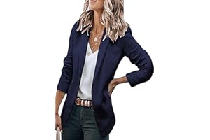 EFOFEI Femmes Veste De Bureau Légère Simple Boutonnage Costume Tailo Veste en Tricot Blazer Revers Ouvert sur Le Devant Costume Manteau