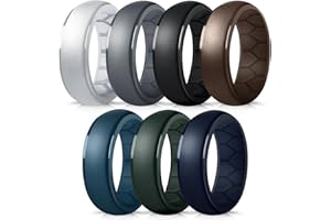 FORTHEE Silicone Wedding Ring for Men, Breathable Airflow Inner Curve, Mens' Rubber Wedding Engagement Bands for Crossfit Workout