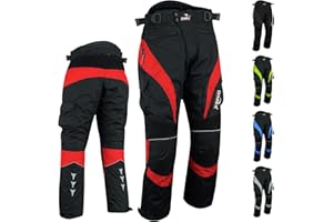 Dimex Motorcycle Trousers for Men- Waterproof Motorbike Clothing Armor Elastic Jeans Protective Reflector Pants with Cargo Pocket Red_36