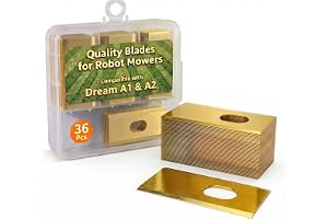 Intckwan 36 x ersättningsblad, kompatibla med Dreame A1/A2/A1 Pro/A1 Ultra/M1/M2-serien robotgräsklippare, 0,9 mm titanbelagda blad av rostfritt stål med förvaringslåda