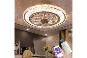 RRBEST Crystal Ventilatori Da Soffitto Con Lampada 72W LED Fan Plafoniera Invisibile 3 Velocità Con Telecomando Dimmerabile Decorazione D'interni Illuminazione Camera Da Letto Ristorante Fan Lampadario(A)