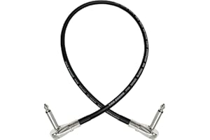 WORLDS BEST CABLES Van Damme Pro Grade Classic XKE - 60 cm – Ultra-Flexible Multi -Shielded Guitar Bass Effects Instrument, Pedal Stomp Patch Cable - with Low-Profile, Right Angled Pancake (6.35mm) TS Connectors