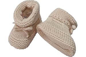 Royal Icon Baby Booties 0-3 Months - Baby Boys Girls Booties Warm and Safe Baby Slippers - Knitted Bow Baby Boots - Newborn Bootees for Babies Ri359